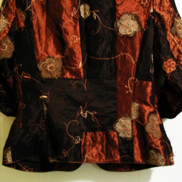 DARK BROWNS PATCHWORK EMBROIDERY DINNER JACKET 8 - Picture 5 of 5